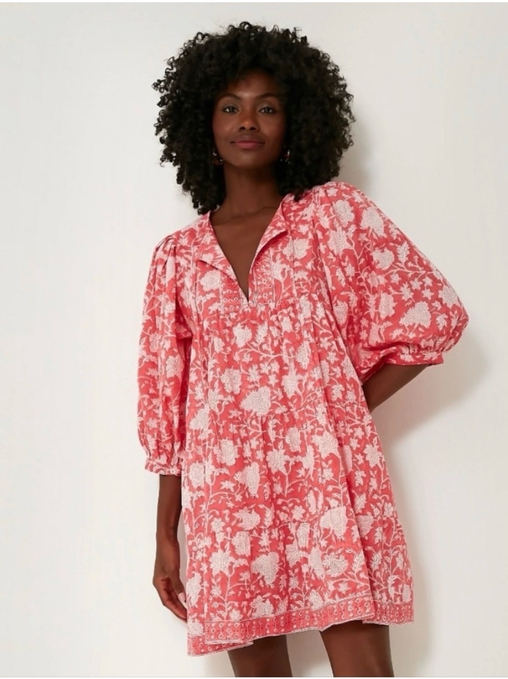 Marea Coral Floral Tiered Casita Dress